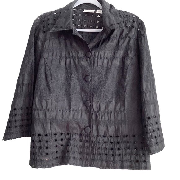 Chico’s Blazer Jacket Women’s Size 2 L Black - Picture 1 of 9